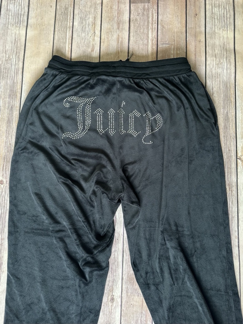 Juicy Couture Black Velour Rhinestone Logo Joggers
